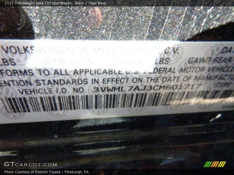 Black / Titan Black 2012 Volkswagen Jetta TDI SportWagen