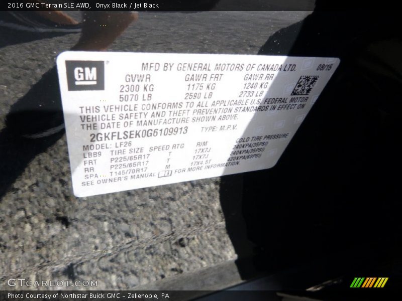 Onyx Black / Jet Black 2016 GMC Terrain SLE AWD