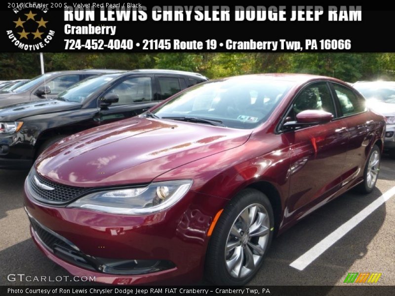 Velvet Red Pearl / Black 2016 Chrysler 200 S