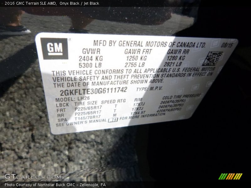 Onyx Black / Jet Black 2016 GMC Terrain SLE AWD