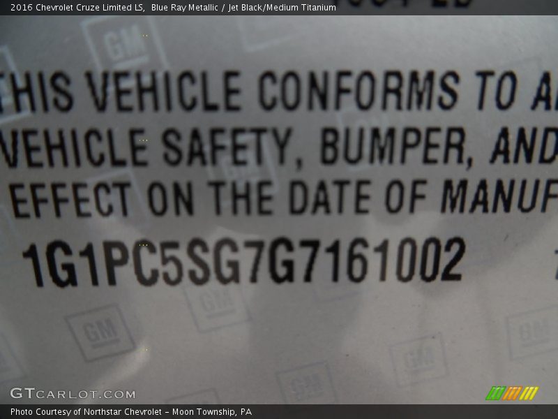 Blue Ray Metallic / Jet Black/Medium Titanium 2016 Chevrolet Cruze Limited LS