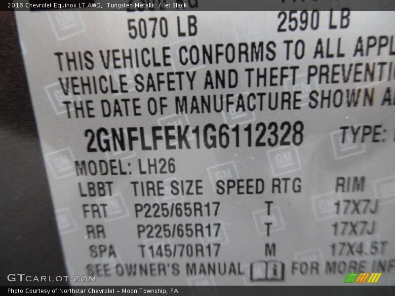 Tungsten Metallic / Jet Black 2016 Chevrolet Equinox LT AWD