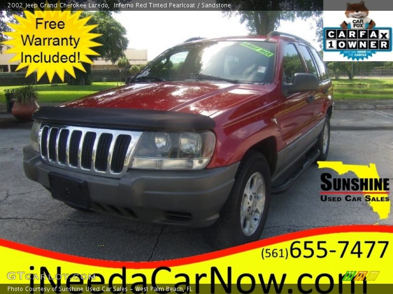 Inferno Red Tinted Pearlcoat / Sandstone 2002 Jeep Grand Cherokee Laredo