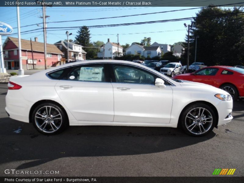 White Platinum Tri-Coat Metallic / Charcoal Black 2016 Ford Fusion Titanium AWD