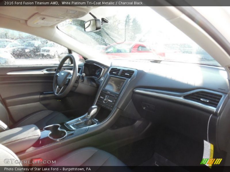 White Platinum Tri-Coat Metallic / Charcoal Black 2016 Ford Fusion Titanium AWD