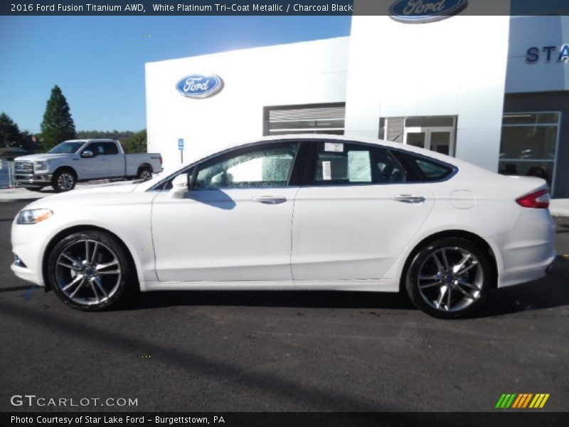 White Platinum Tri-Coat Metallic / Charcoal Black 2016 Ford Fusion Titanium AWD