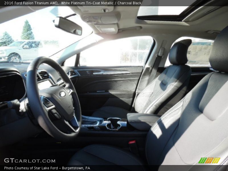 White Platinum Tri-Coat Metallic / Charcoal Black 2016 Ford Fusion Titanium AWD