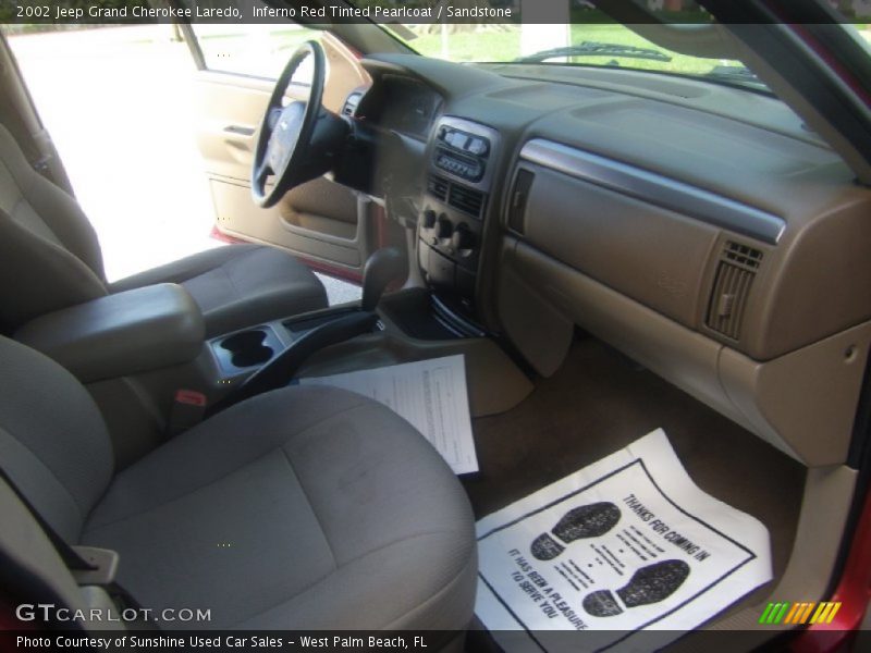 Inferno Red Tinted Pearlcoat / Sandstone 2002 Jeep Grand Cherokee Laredo