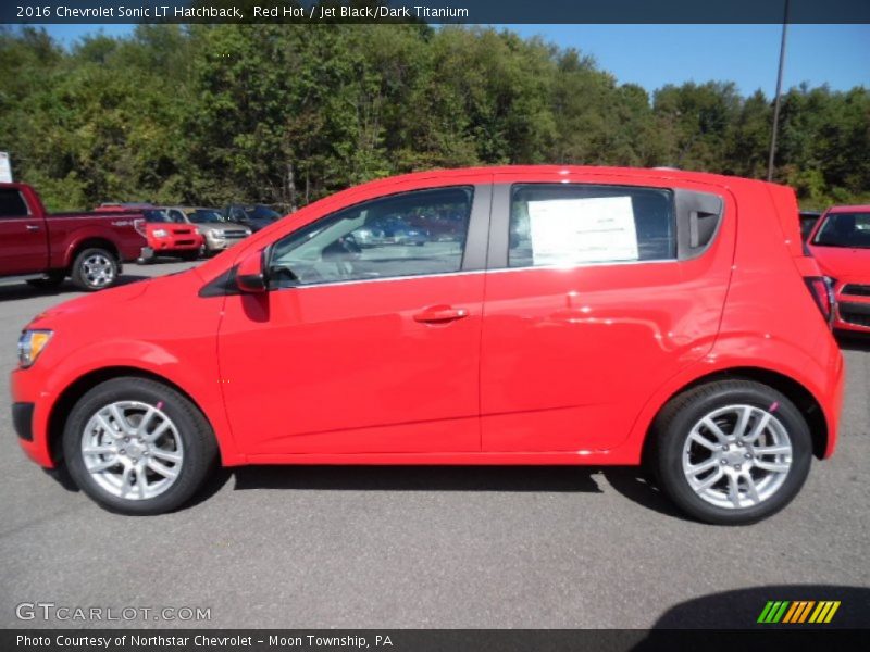 Red Hot / Jet Black/Dark Titanium 2016 Chevrolet Sonic LT Hatchback