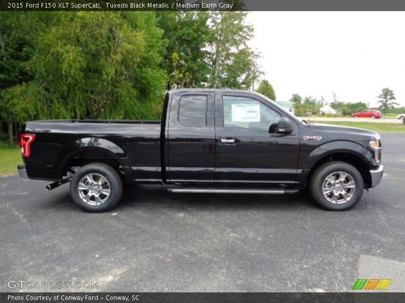 Tuxedo Black Metallic / Medium Earth Gray 2015 Ford F150 XLT SuperCab