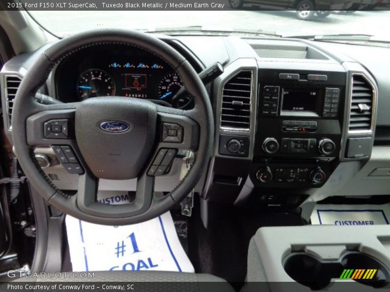 Tuxedo Black Metallic / Medium Earth Gray 2015 Ford F150 XLT SuperCab