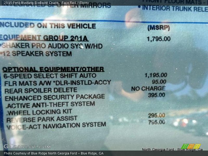Race Red / Ebony 2015 Ford Mustang EcoBoost Coupe