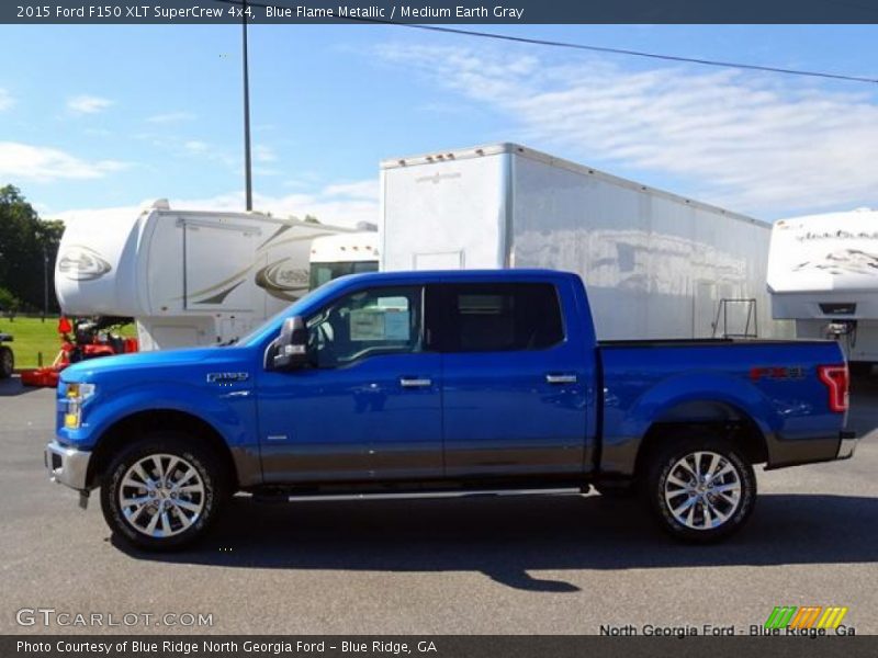 Blue Flame Metallic / Medium Earth Gray 2015 Ford F150 XLT SuperCrew 4x4