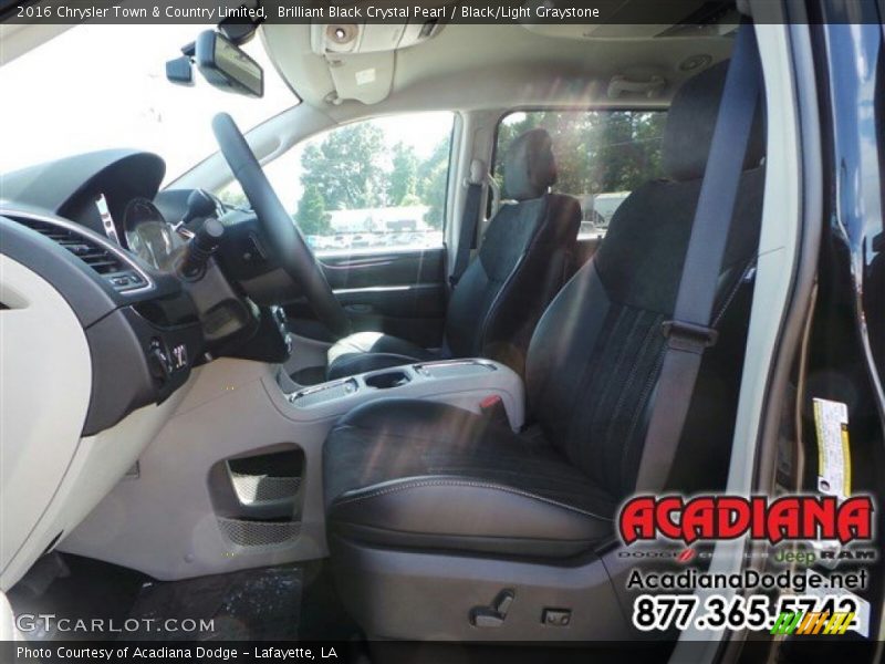 Brilliant Black Crystal Pearl / Black/Light Graystone 2016 Chrysler Town & Country Limited