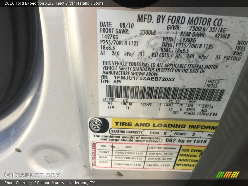 Ingot Silver Metallic / Stone 2010 Ford Expedition XLT