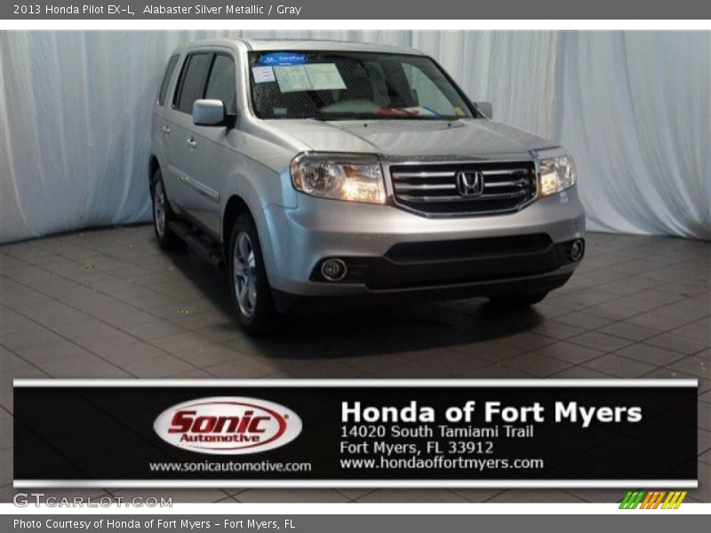 Alabaster Silver Metallic / Gray 2013 Honda Pilot EX-L