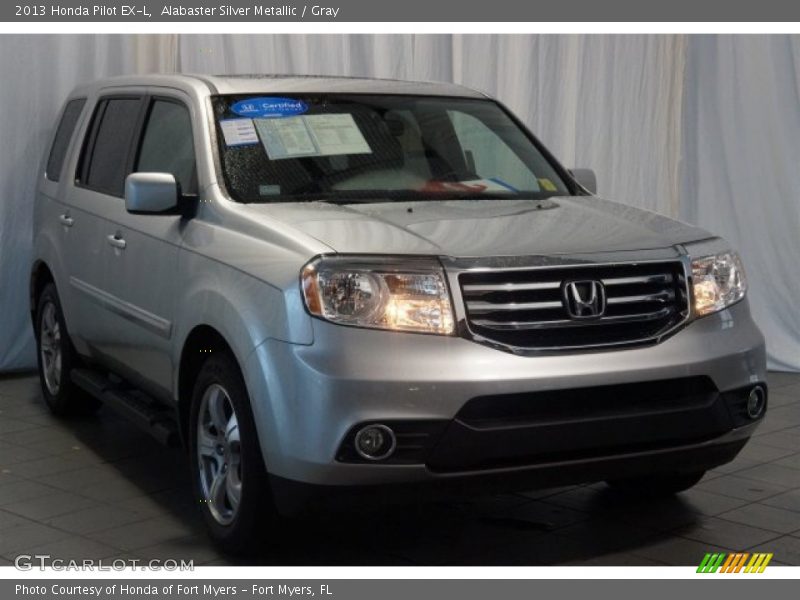 Alabaster Silver Metallic / Gray 2013 Honda Pilot EX-L