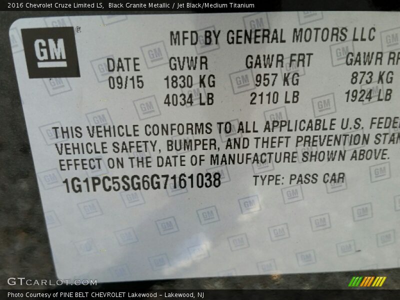 Black Granite Metallic / Jet Black/Medium Titanium 2016 Chevrolet Cruze Limited LS
