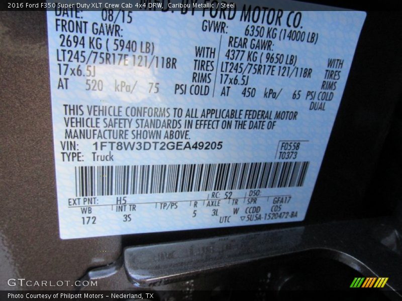 Caribou Metallic / Steel 2016 Ford F350 Super Duty XLT Crew Cab 4x4 DRW