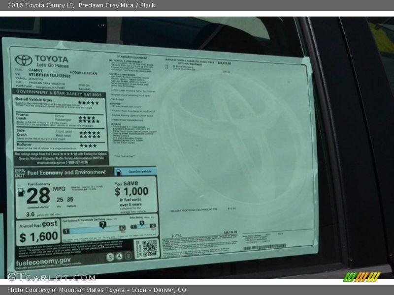 Predawn Gray Mica / Black 2016 Toyota Camry LE