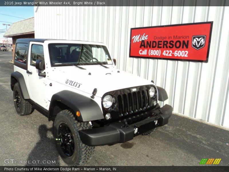 Bright White / Black 2016 Jeep Wrangler Willys Wheeler 4x4