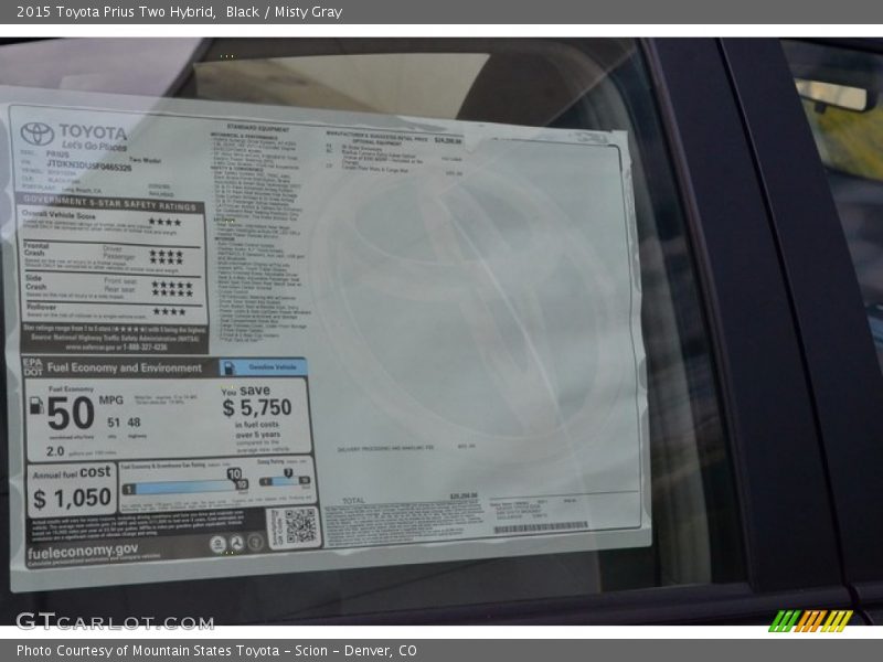 Black / Misty Gray 2015 Toyota Prius Two Hybrid