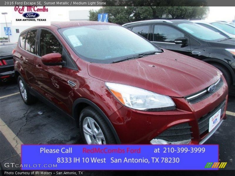 Sunset Metallic / Medium Light Stone 2016 Ford Escape SE