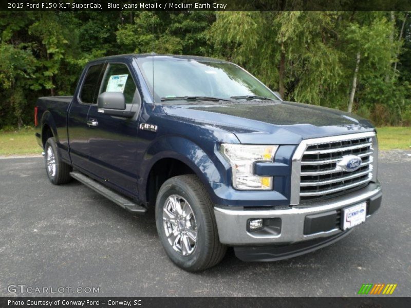 Blue Jeans Metallic / Medium Earth Gray 2015 Ford F150 XLT SuperCab