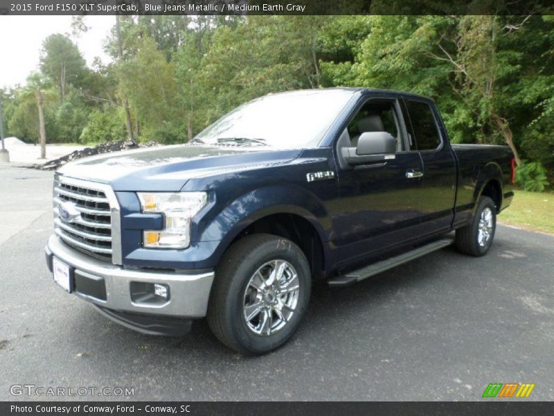 Blue Jeans Metallic / Medium Earth Gray 2015 Ford F150 XLT SuperCab