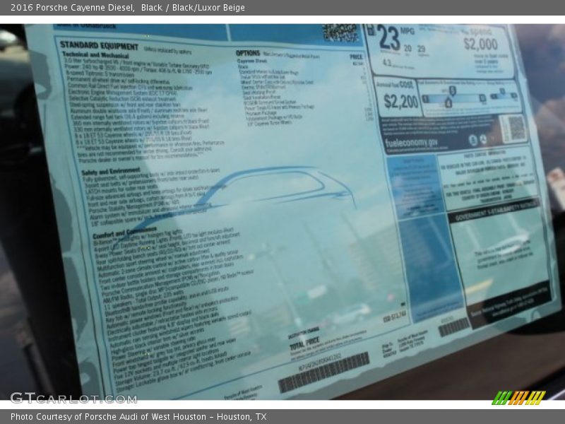  2016 Cayenne Diesel Window Sticker