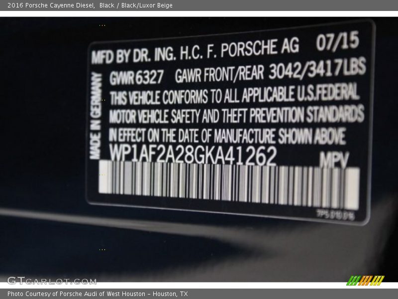 Black / Black/Luxor Beige 2016 Porsche Cayenne Diesel