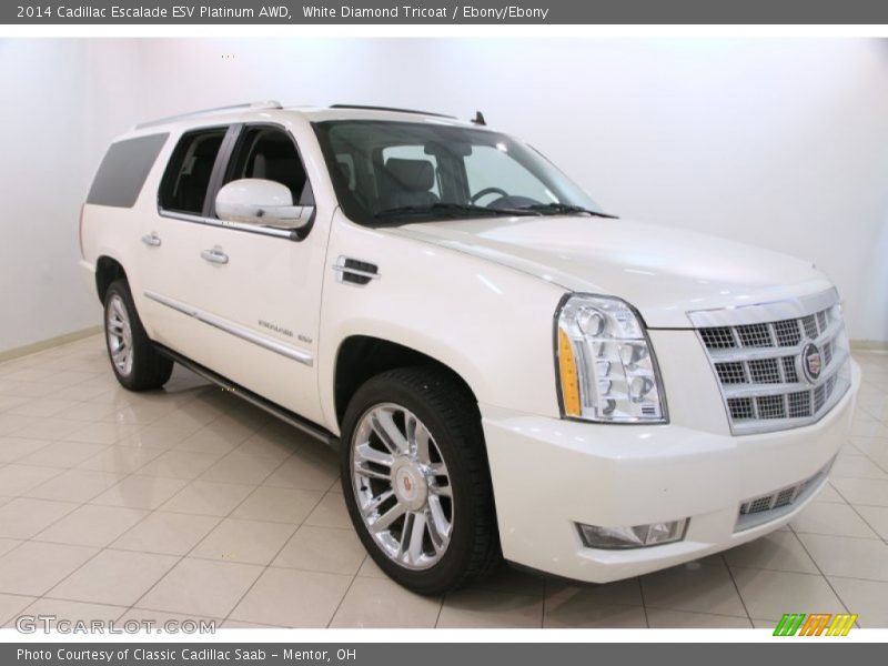 White Diamond Tricoat / Ebony/Ebony 2014 Cadillac Escalade ESV Platinum AWD