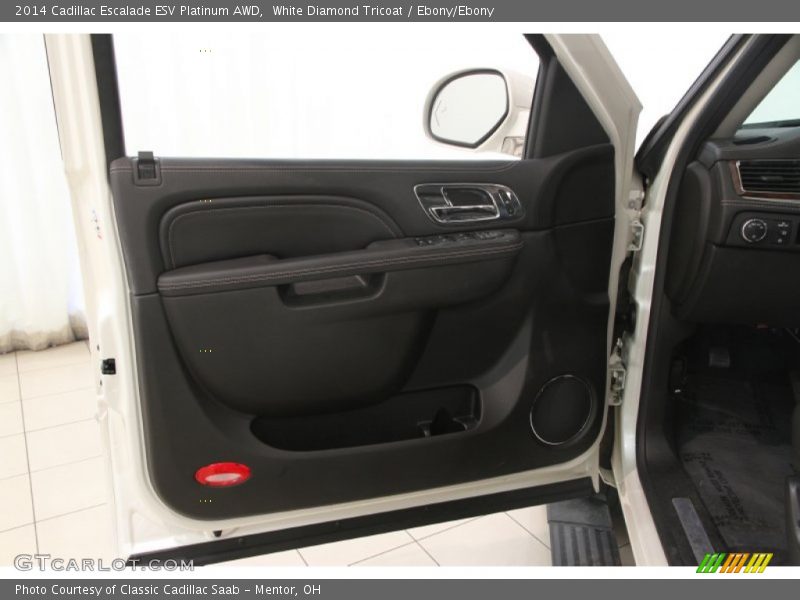 White Diamond Tricoat / Ebony/Ebony 2014 Cadillac Escalade ESV Platinum AWD