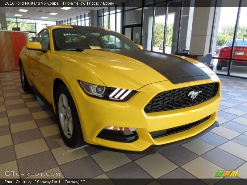 Triple Yellow Tricoat / Ebony 2016 Ford Mustang V6 Coupe