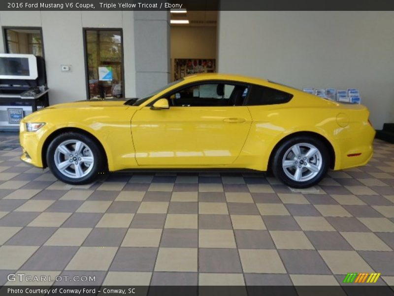 Triple Yellow Tricoat / Ebony 2016 Ford Mustang V6 Coupe