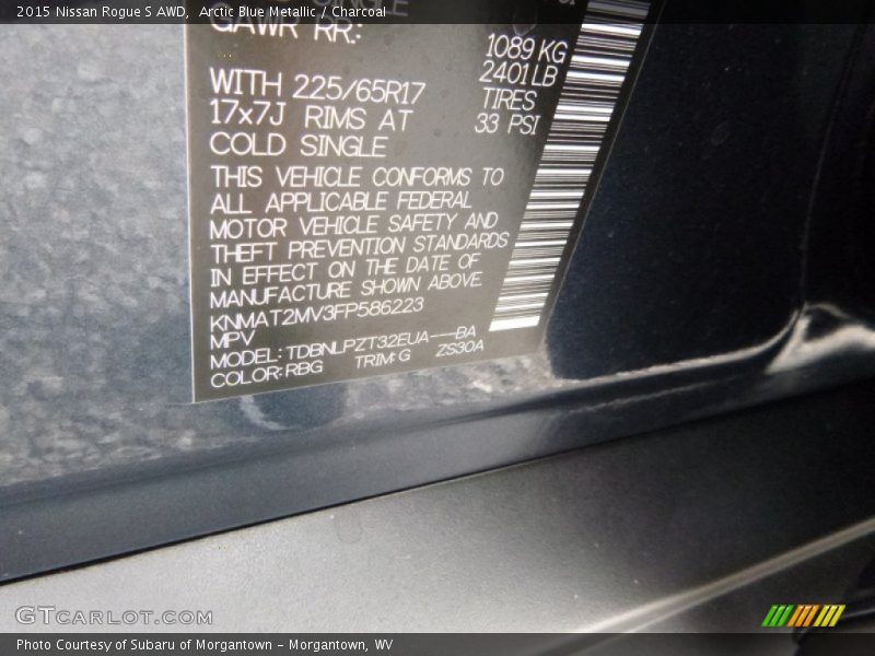 Arctic Blue Metallic / Charcoal 2015 Nissan Rogue S AWD