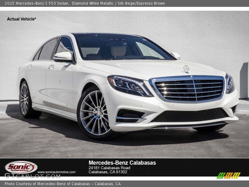 Diamond White Metallic / Silk Beige/Espresso Brown 2015 Mercedes-Benz S 550 Sedan