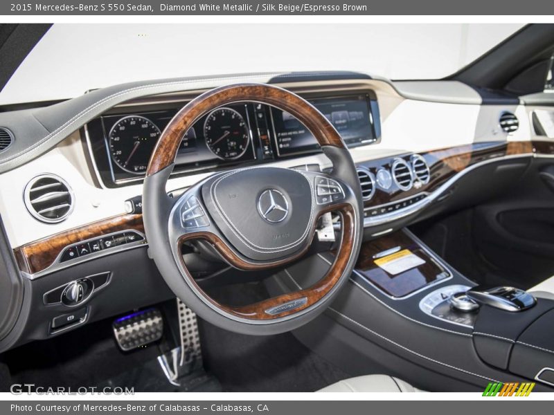 Diamond White Metallic / Silk Beige/Espresso Brown 2015 Mercedes-Benz S 550 Sedan