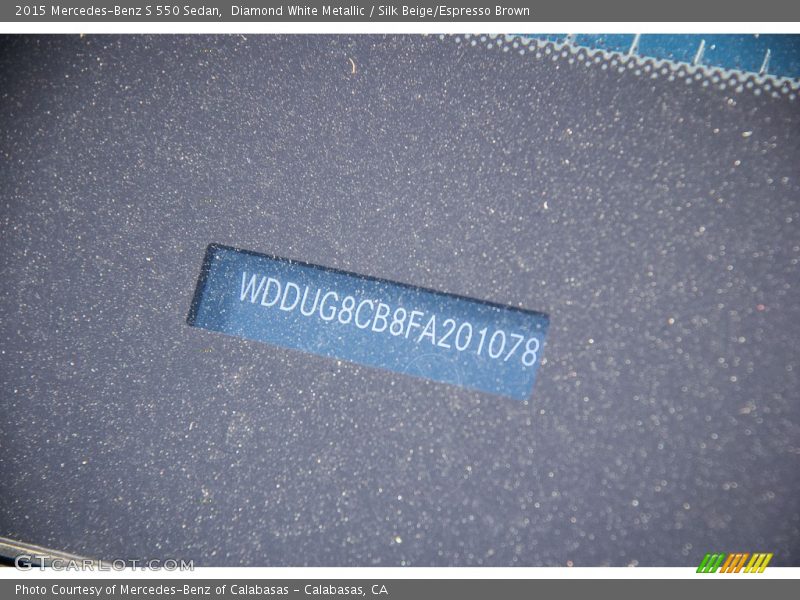 Diamond White Metallic / Silk Beige/Espresso Brown 2015 Mercedes-Benz S 550 Sedan