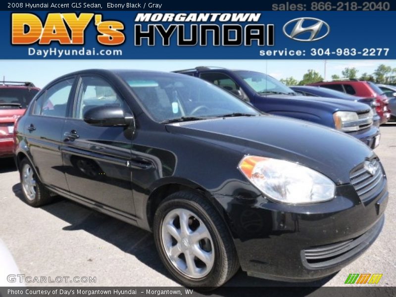 Ebony Black / Gray 2008 Hyundai Accent GLS Sedan