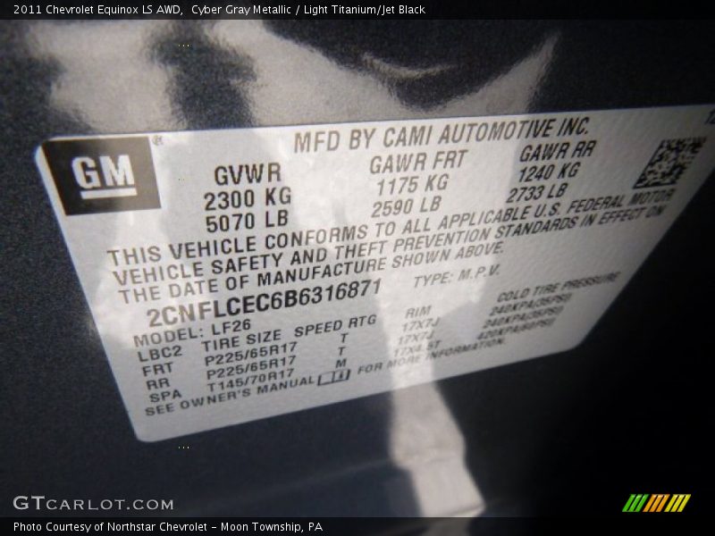 Cyber Gray Metallic / Light Titanium/Jet Black 2011 Chevrolet Equinox LS AWD