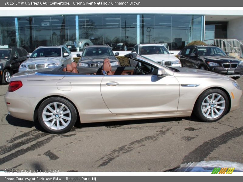 Orion Silver Metallic / Cinnamon Brown 2015 BMW 6 Series 640i Convertible