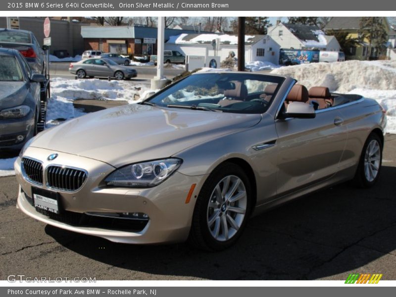 Orion Silver Metallic / Cinnamon Brown 2015 BMW 6 Series 640i Convertible