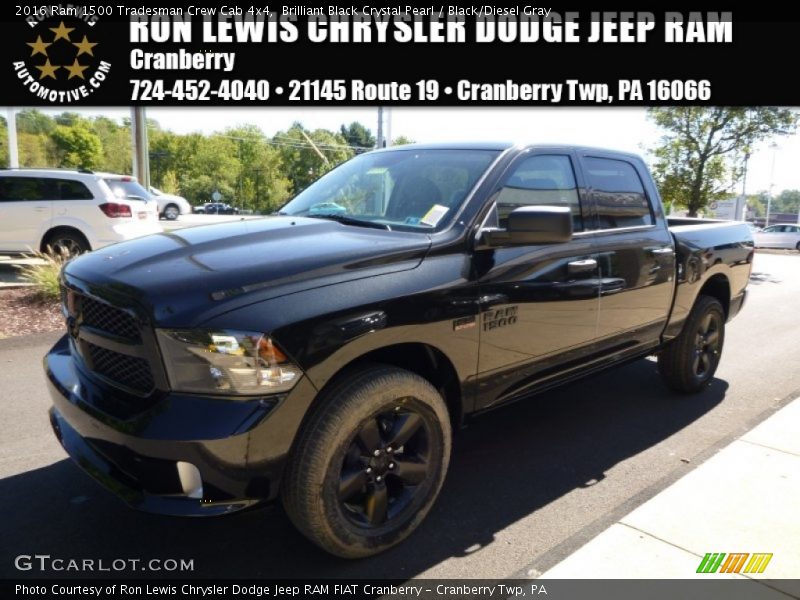 Brilliant Black Crystal Pearl / Black/Diesel Gray 2016 Ram 1500 Tradesman Crew Cab 4x4