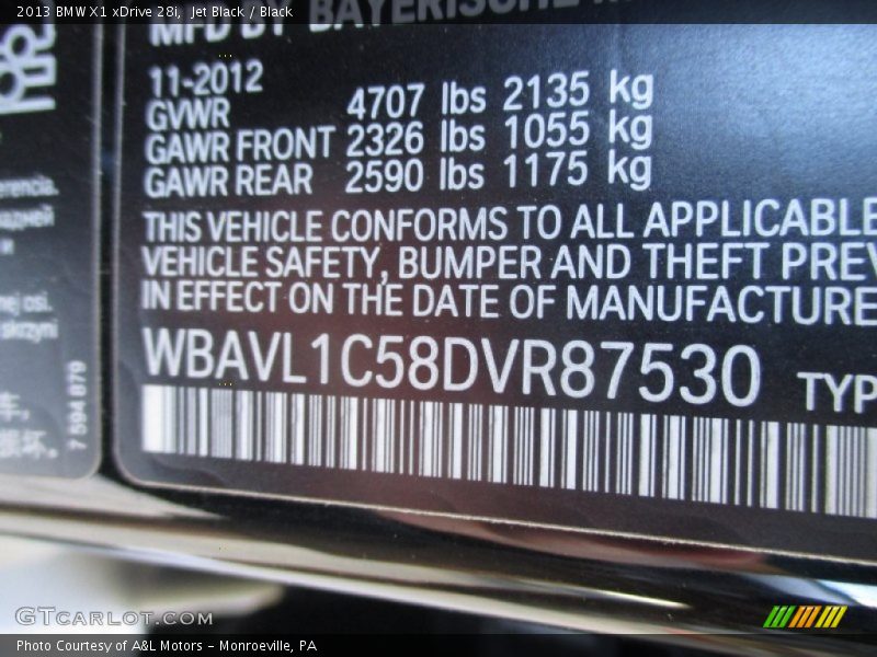 Jet Black / Black 2013 BMW X1 xDrive 28i