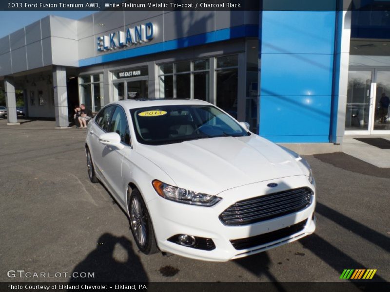 White Platinum Metallic Tri-coat / Charcoal Black 2013 Ford Fusion Titanium AWD
