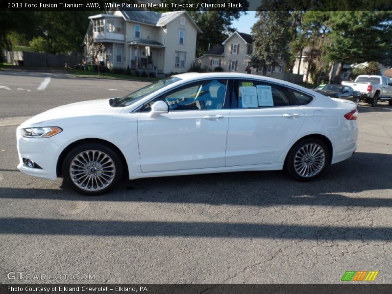 White Platinum Metallic Tri-coat / Charcoal Black 2013 Ford Fusion Titanium AWD
