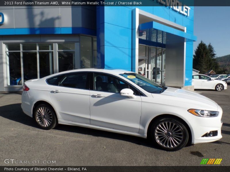 White Platinum Metallic Tri-coat / Charcoal Black 2013 Ford Fusion Titanium AWD