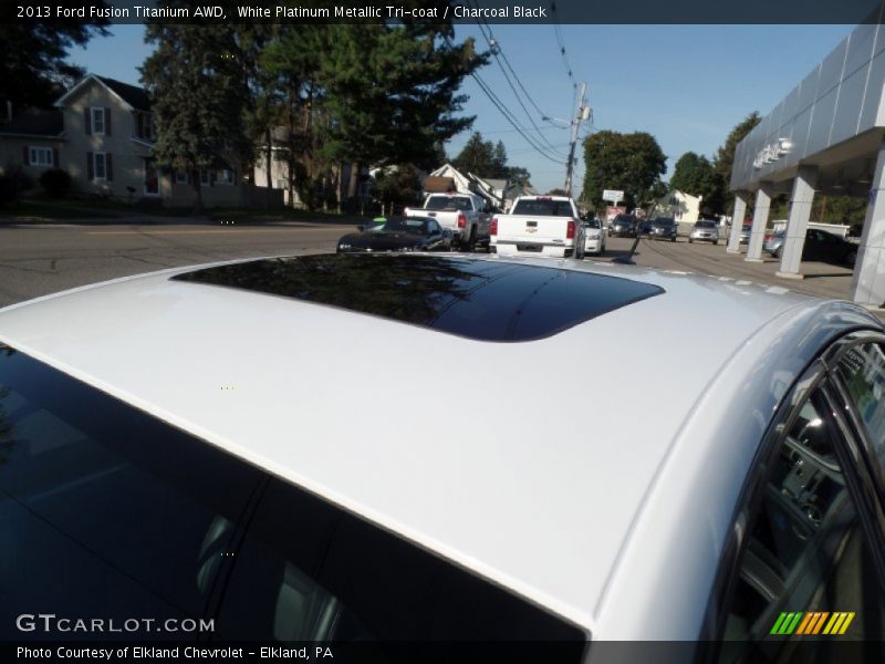 White Platinum Metallic Tri-coat / Charcoal Black 2013 Ford Fusion Titanium AWD