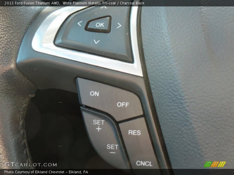 White Platinum Metallic Tri-coat / Charcoal Black 2013 Ford Fusion Titanium AWD